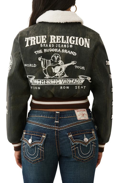 True Religion Aviator Crop Jacket In Gray