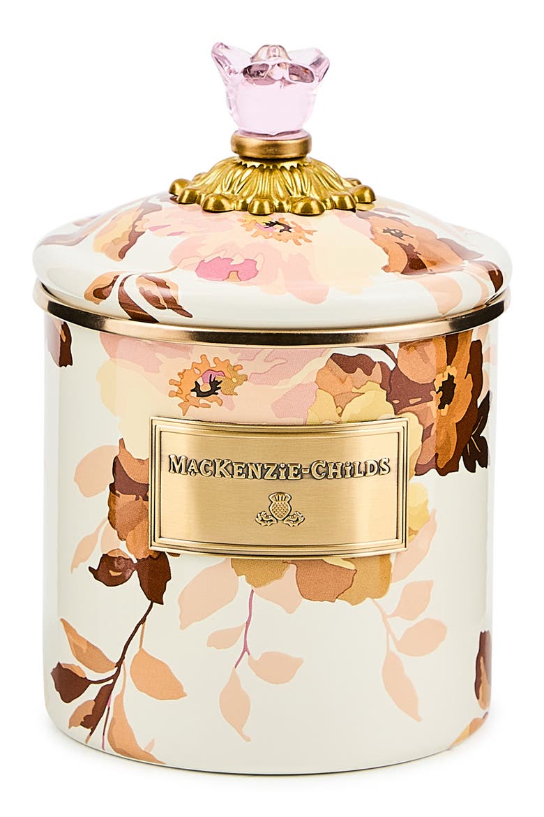 Wild Rose Small Enameled Steel Canister, Main, color, WHITE