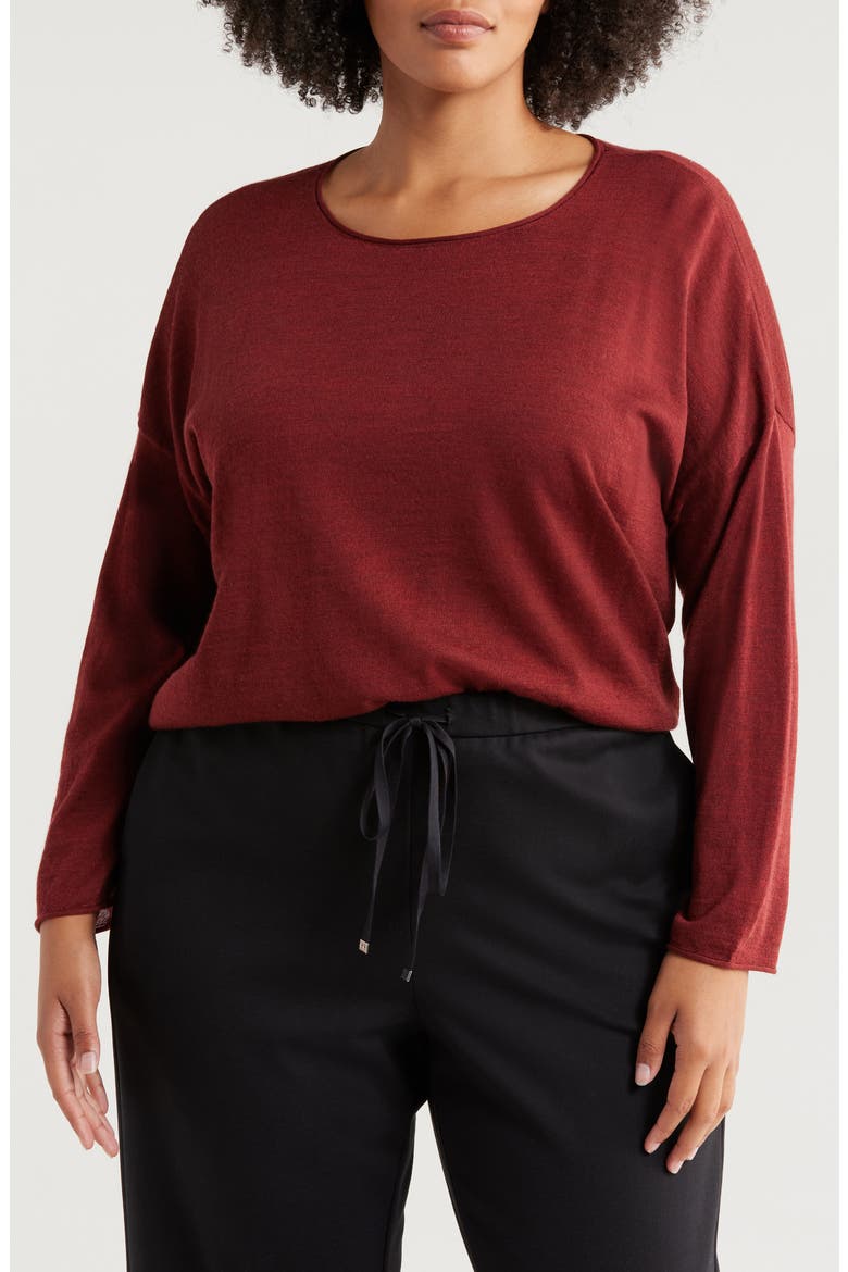 Jewel Neck Wool Sweater, Main, color, REDWOOD
