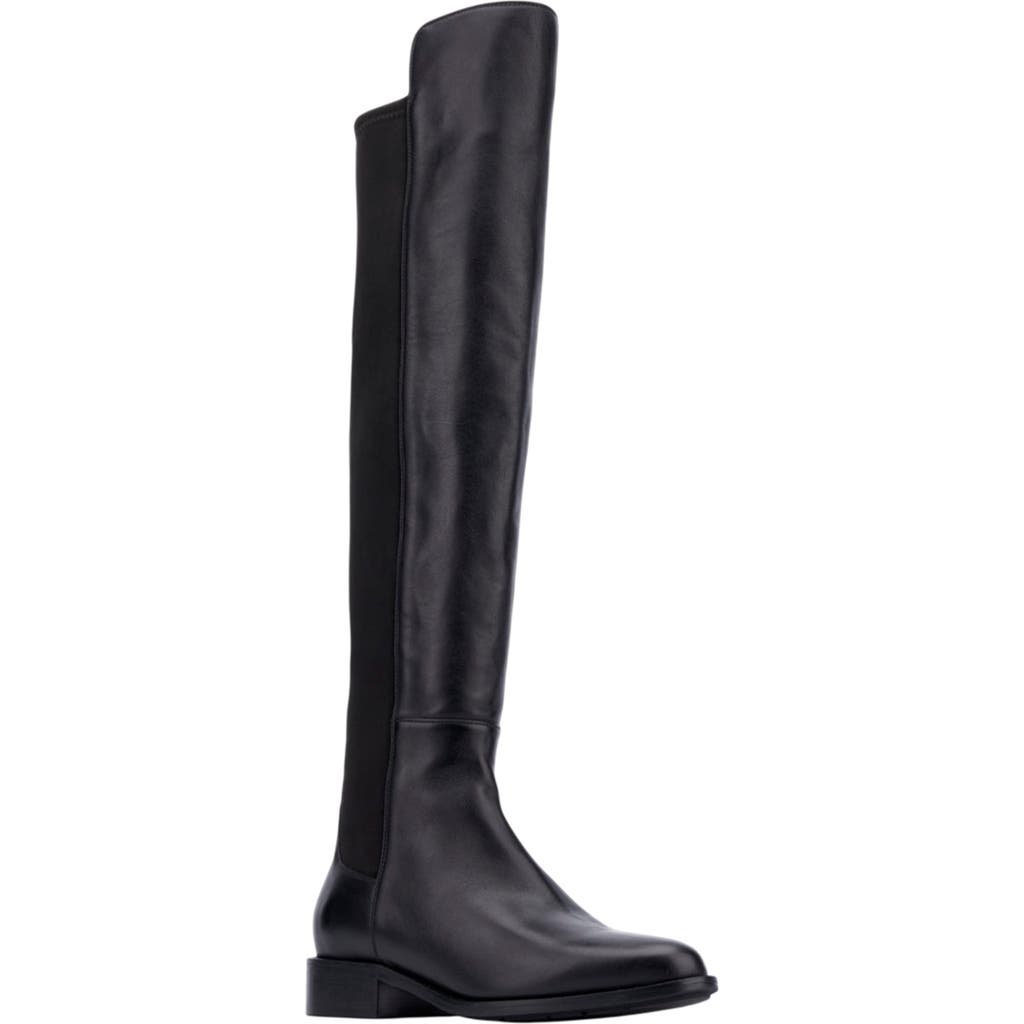 Aquatalia Natessa Stretch Suede Knee Boots In Black