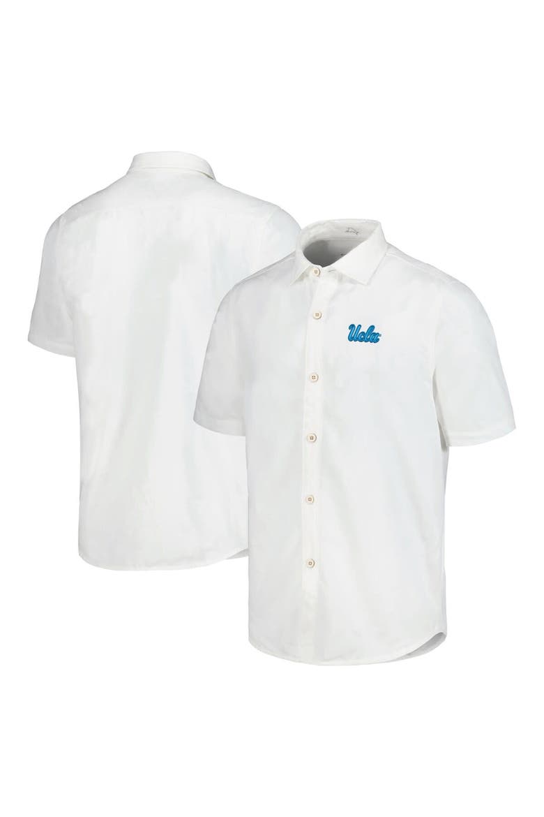 Men's Tommy Bahama White UCLA Bruins Coconut Point Palm Vista IslandZone Camp Button-Up Shirt, Main, color, White