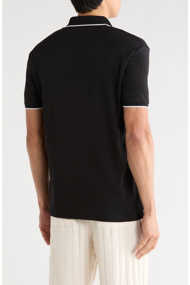 Quarter Zip Textured Knit Polo, Alternate, color, BLACK