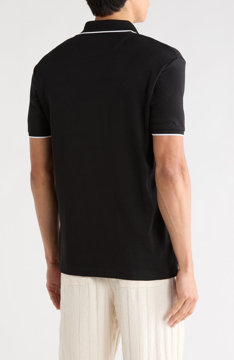 DENIM AND FLOWER Quarter Zip Textured Knit Polo, Alternate, color, Black