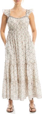 MAX STUDIO Sweetheart Neck Ruffle Strap Tiered Maxi Dress