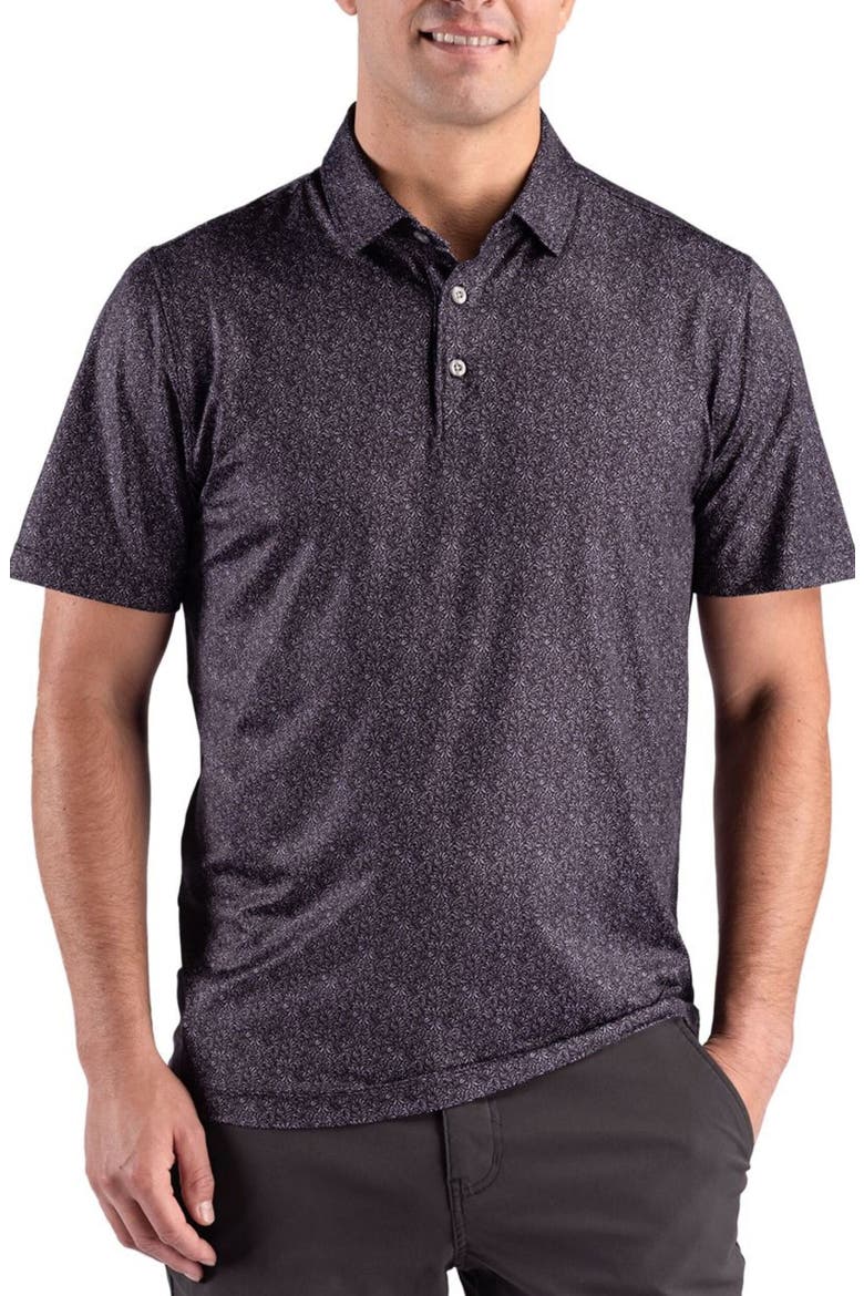 Pike Fern Print Epic Confidence Performance Polo, Main, color, BLACK