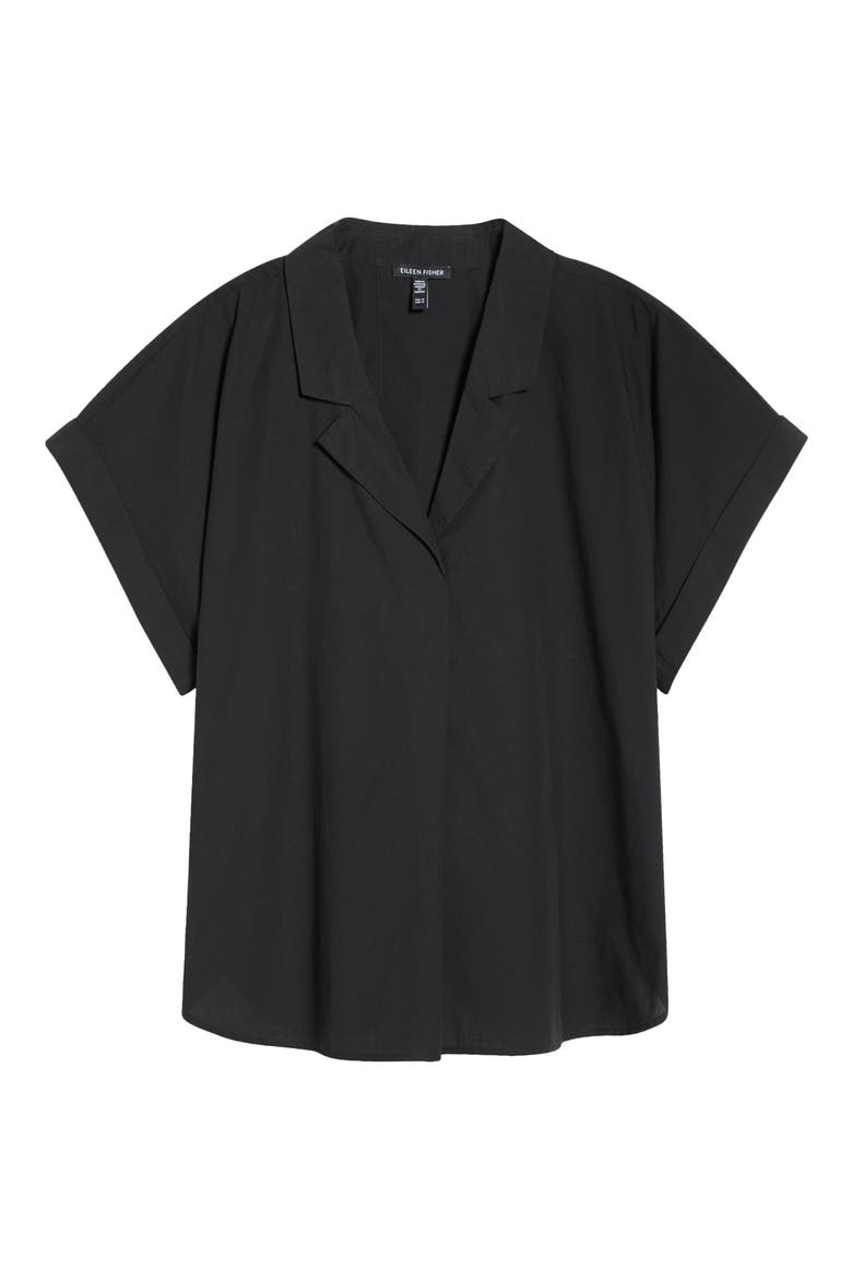 Notch Collar Organic Cotton Top, Alternate, color, BLACK