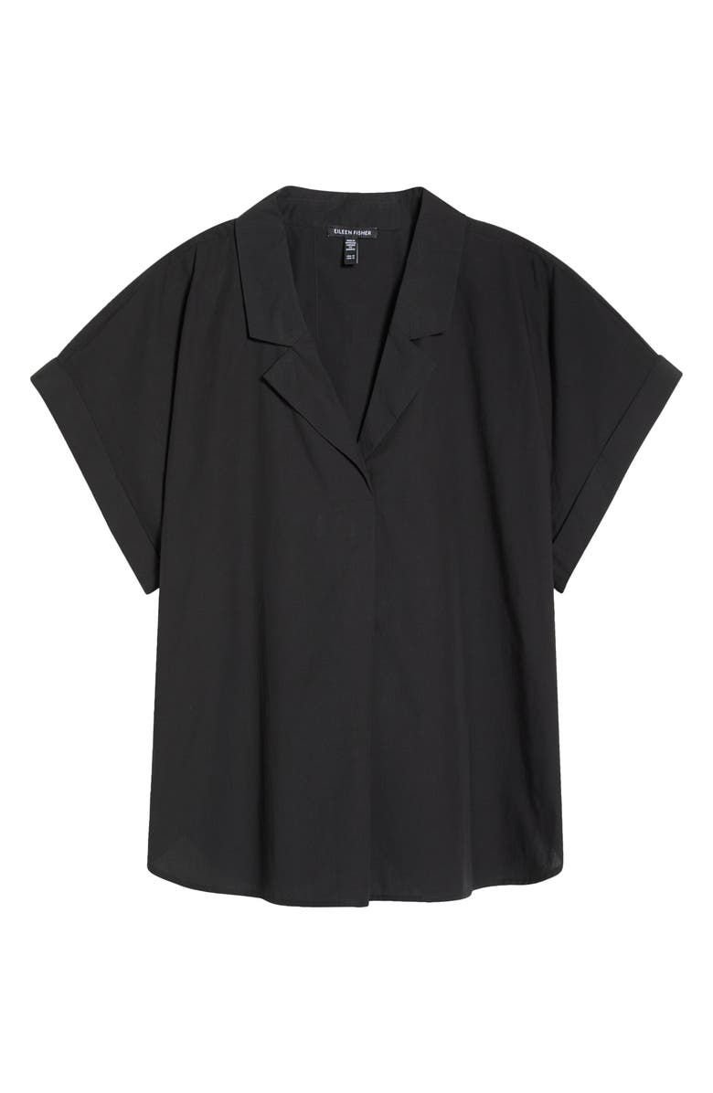 Eileen Fisher Notch Collar Organic Cotton Top, Main, color, Black