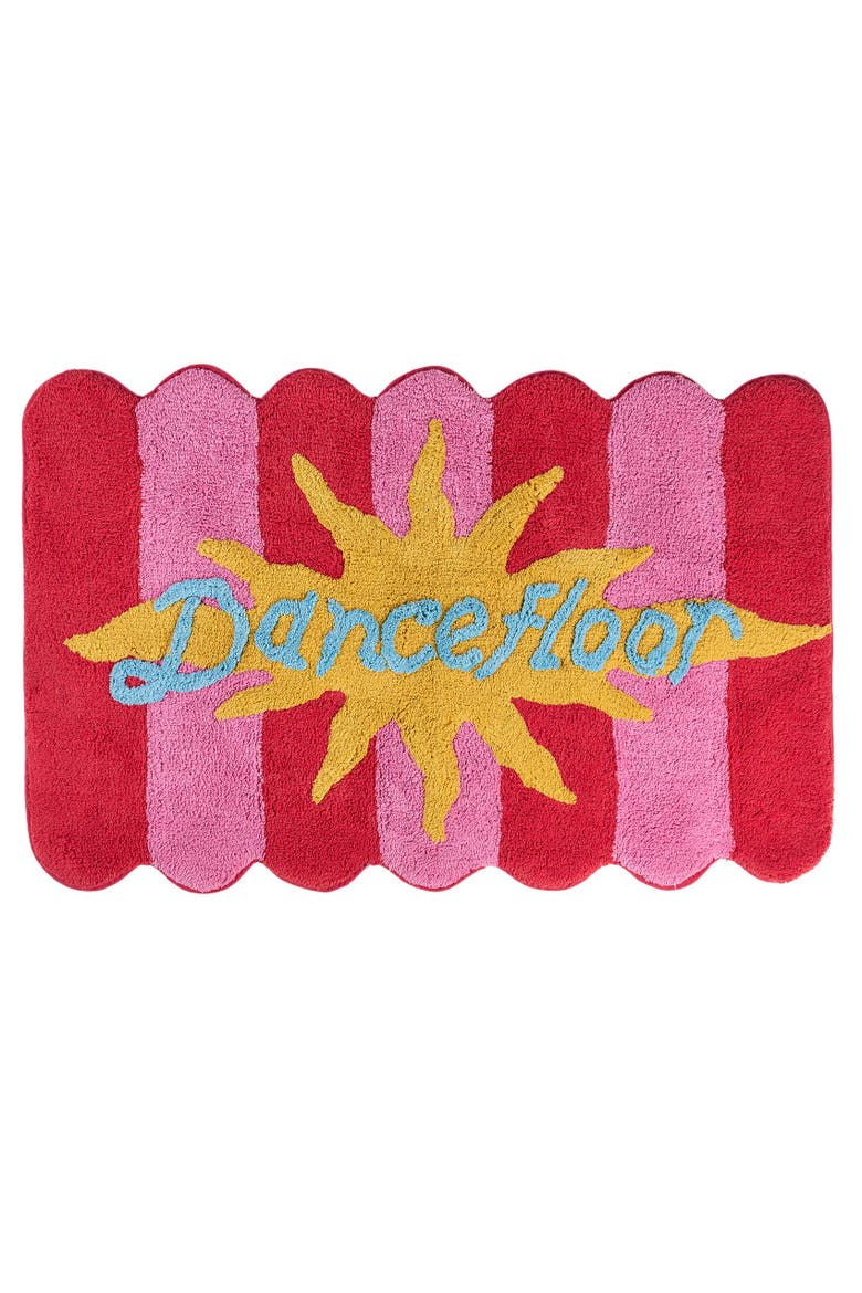 Punjab Dance Floor 100% Cotton Bath Mat 23.5" x Spa-Inspired, Main, color, Red - Pink