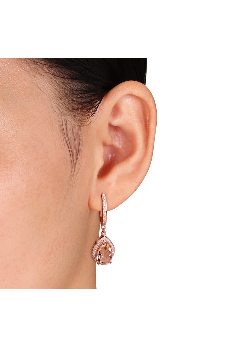 Simulated Morganite & Cubic Zirconia Drop Earrings, Alternate, color, Simulated Morganite