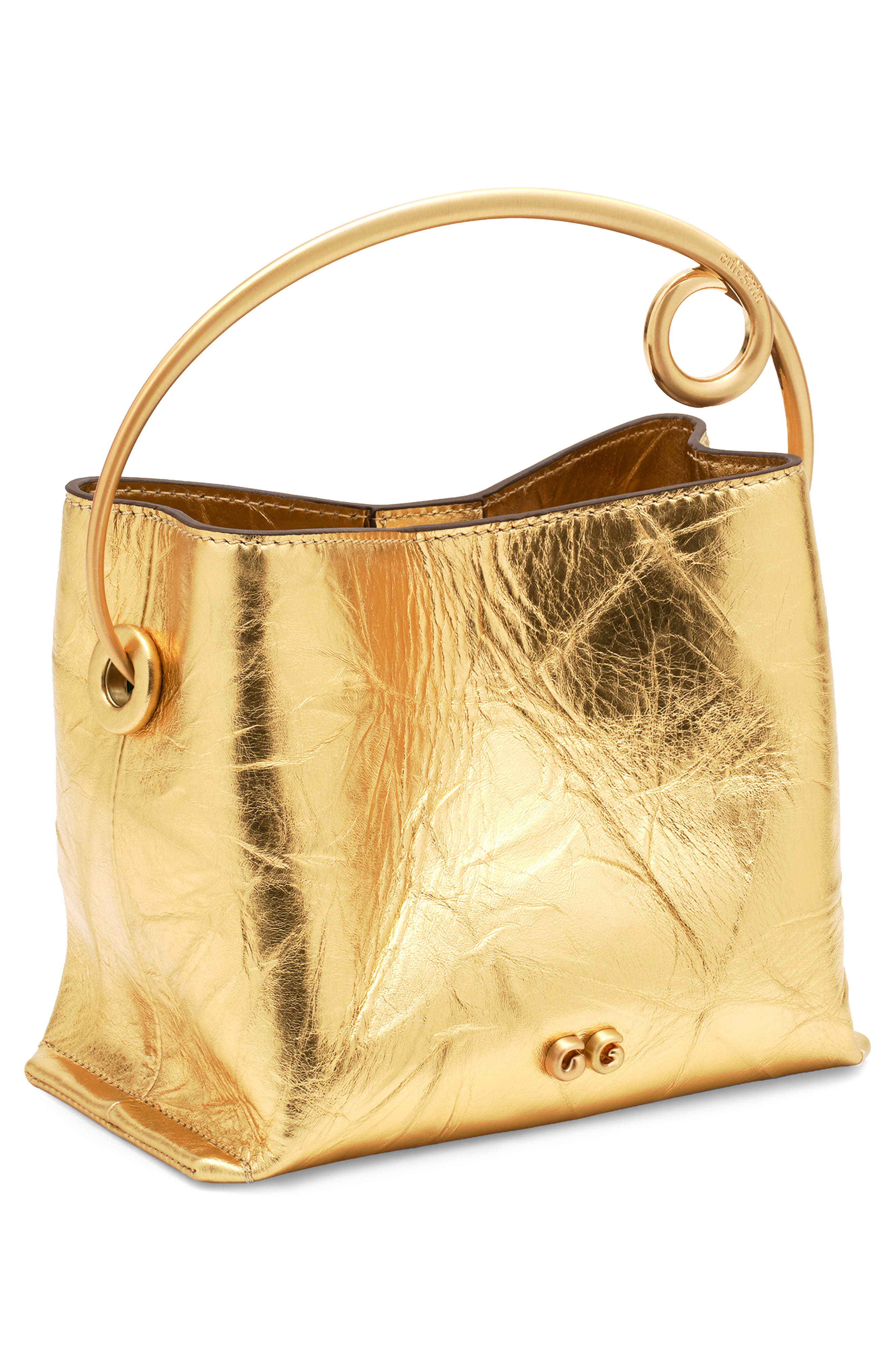 Cult Gaia Lalli Metallic Leather Top Handle Bag, Alternate, color, 