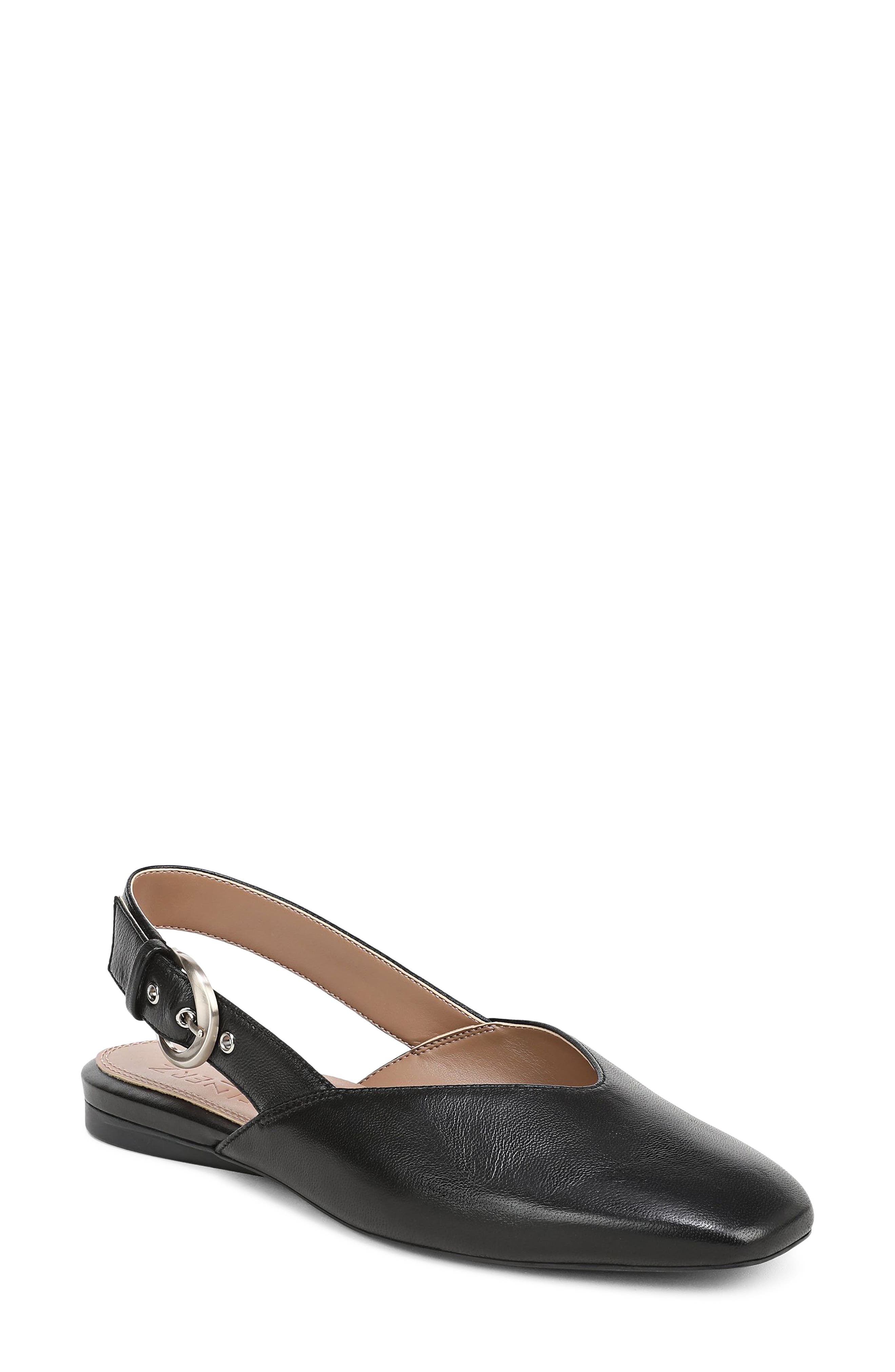 Naturalizer Crystal Slingback Flat, Main, color, Black Leather