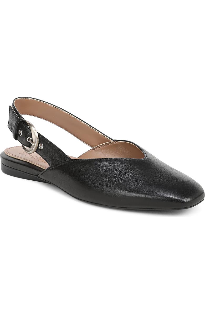 Naturalizer Crystal Slingback Flat, Main, color, Black Leather