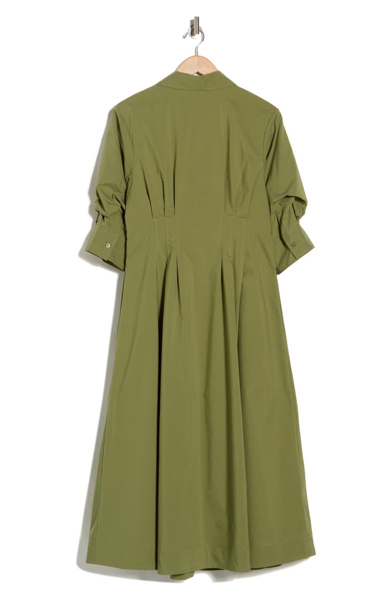 Simkhai Jazz Pintuck Midi Shirtdress, Alternate, color, Olive