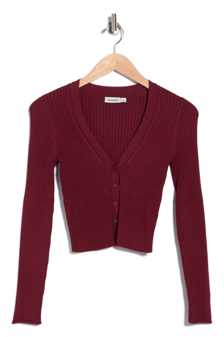 Ailany Ribbed Cardigan, Main, color, CRANBERRY