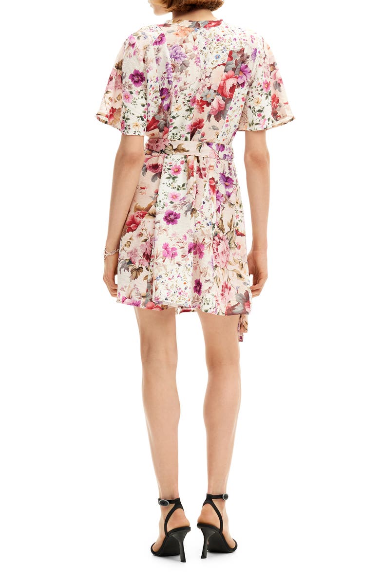 Desigual Camisero Cintu Floral Print Minidress, Alternate, color, Mix Floral/ Ivory