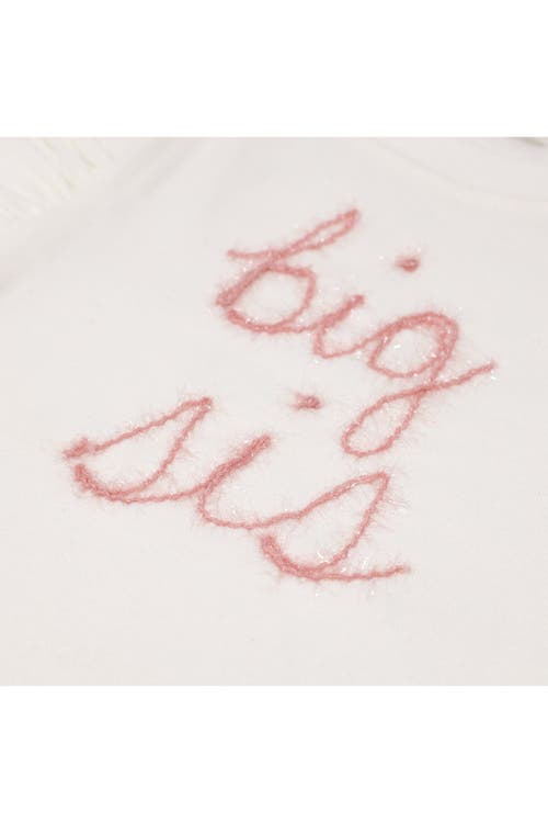 Oh Baby ! "big Sis" Pink Eyelash Millie Long Sleeve Tee In White