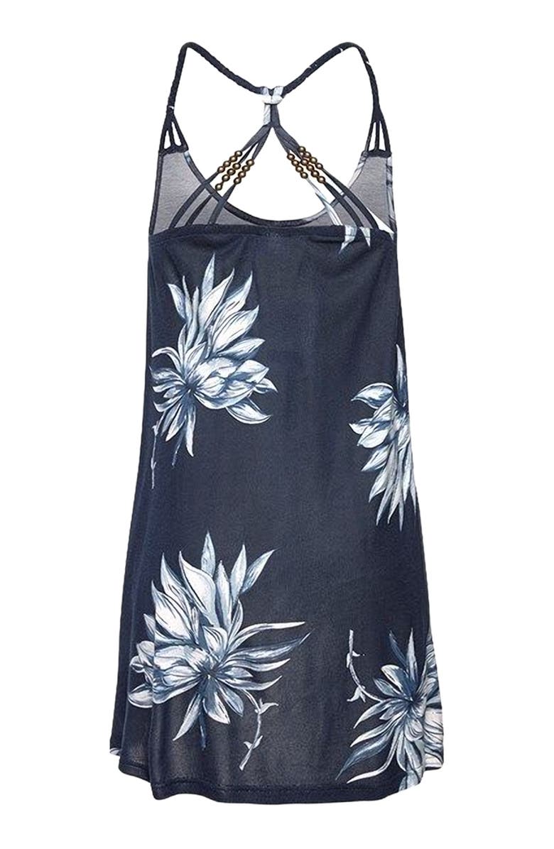 LASCANA Women's Beaded Strap Print Dress, Alternate, color, Dark Blue Multi