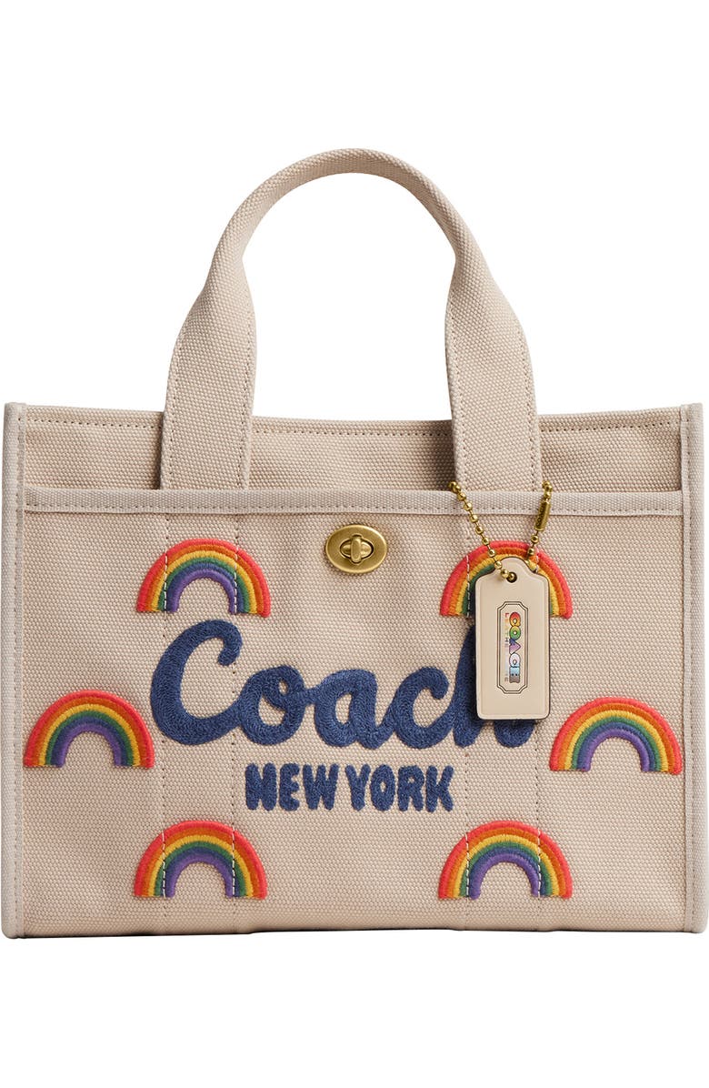 COACH Embroidered Rainbow Cotton Canvas Cargo Tote, Main, color, Dark Natural