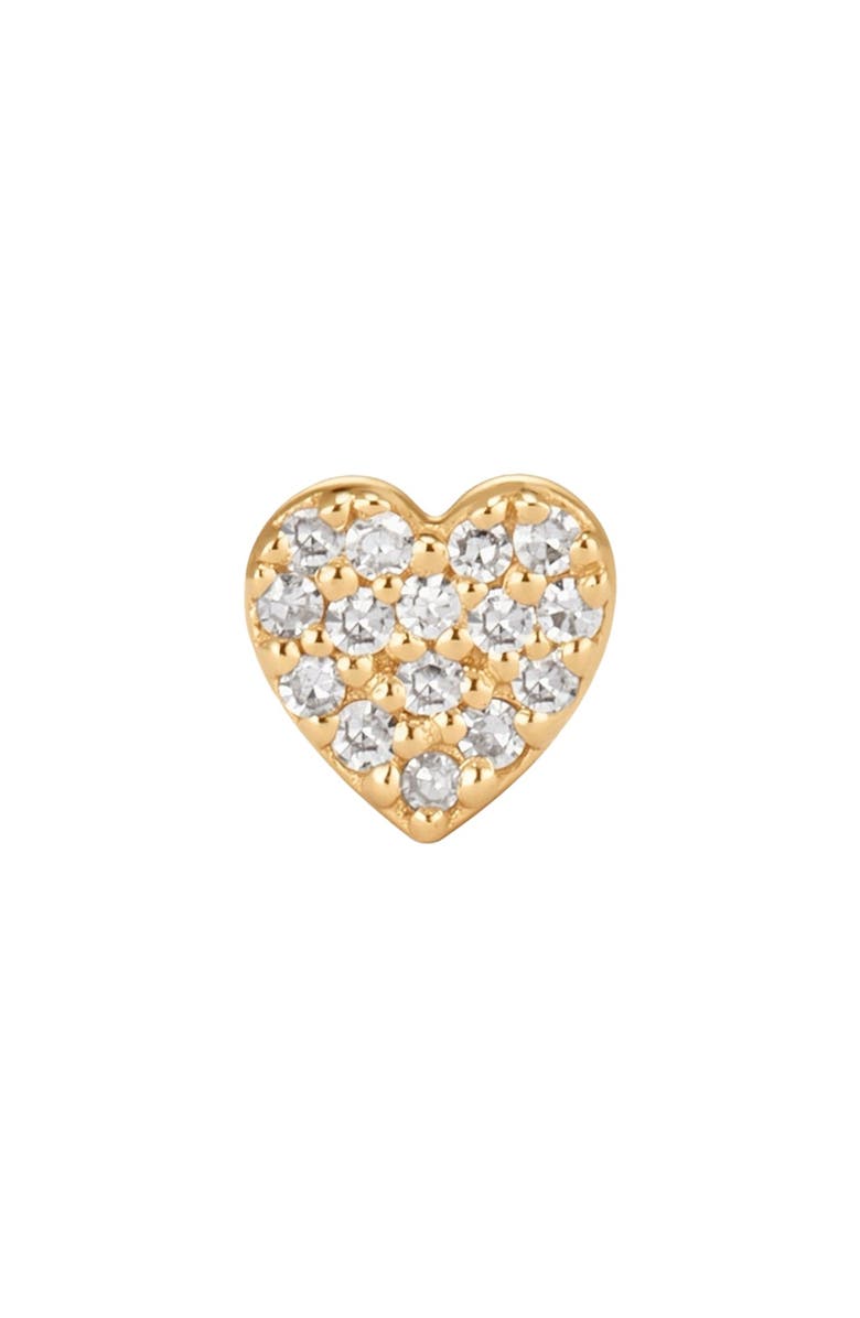 MADE BY MARY 14k Diamond Heart Stud Earring (Flat Back) - Single, Alternate, color, 14K Solid Gold