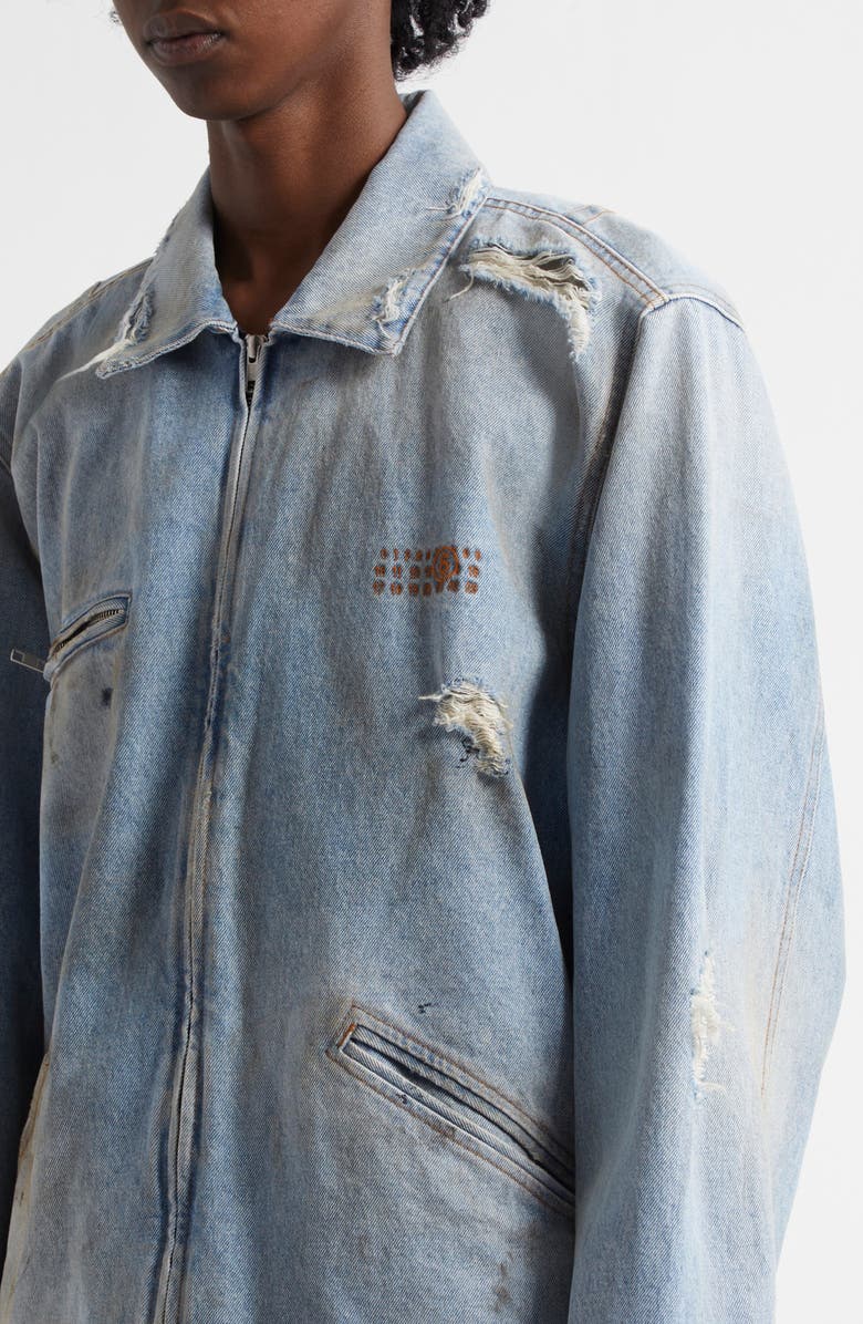 MM6 Maison Margiela Distressed Denim Chore Jacket, Alternate, color, Medium Blue