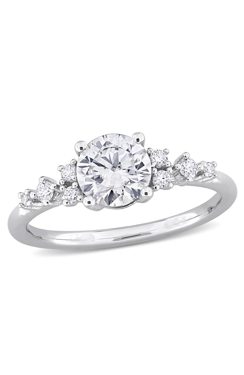 Julianna B. Moissanite Cluster Engagement Ring Sterling Silver, Main, color,