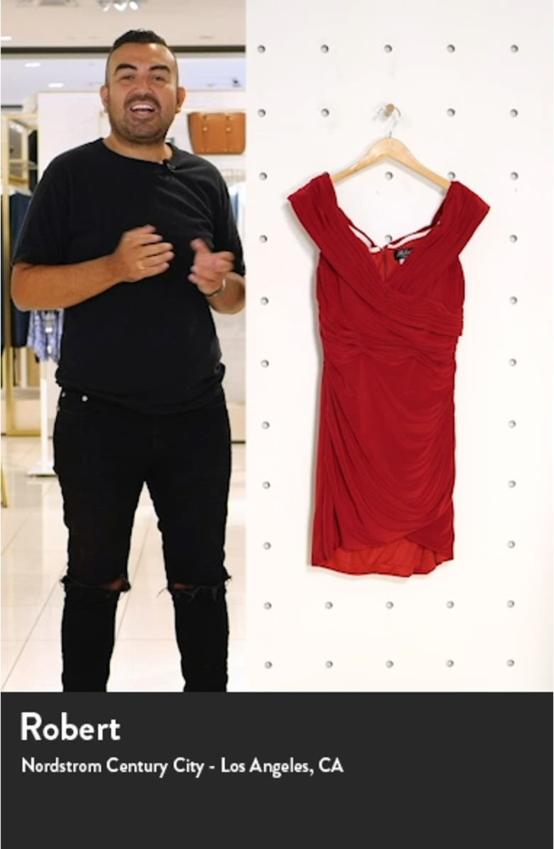 Off the Shoulder Jersey Ruched Sheath Minidress, sales video thumbnail