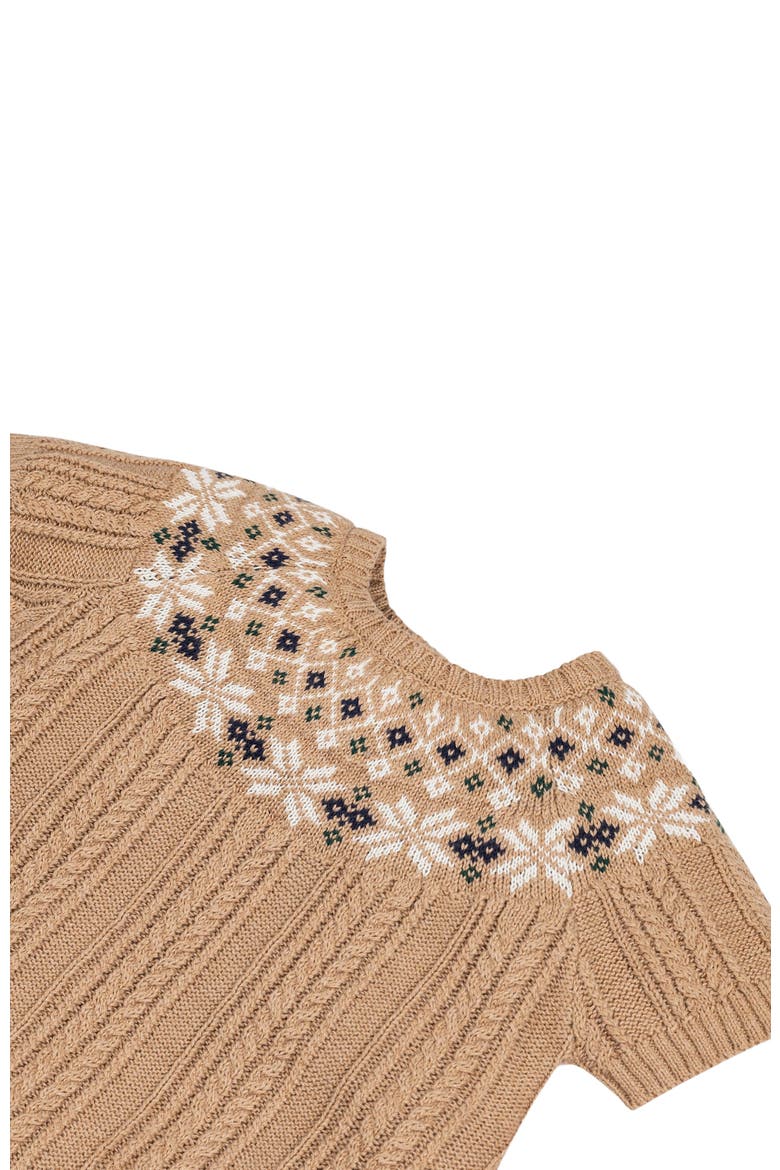 Baby Girls' Organic Fair Isle Cable Sweater Dress, Infant, Alternate, color, Ivory Fair Isle Cable