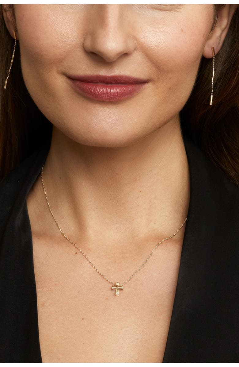 Oradina 10K Gold Crossed Paths Pendant Necklace, Alternate, color, Yellow Gold