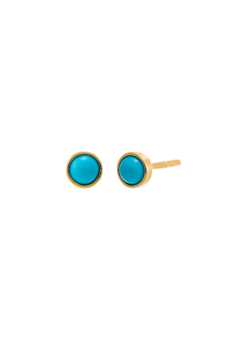 Mini Turquoise Bezel Stud Earring 14K, Main, color, Turquoise