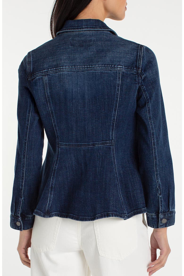 Fit & Flare Denim Trucker Jacket, Alternate, color, DARK DELACEY