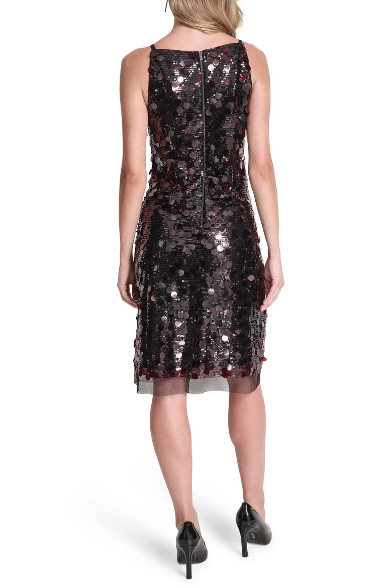 Pailettes Sequin Slipdress, Alternate, color, BLACK/ CRIMSON