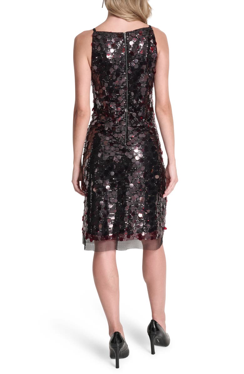 DKNY Pailettes Sequin Slipdress, Alternate, color, Black/ Crimson