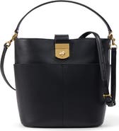 Veronica Beard Small Crest Lock Leather Bucket Bag
