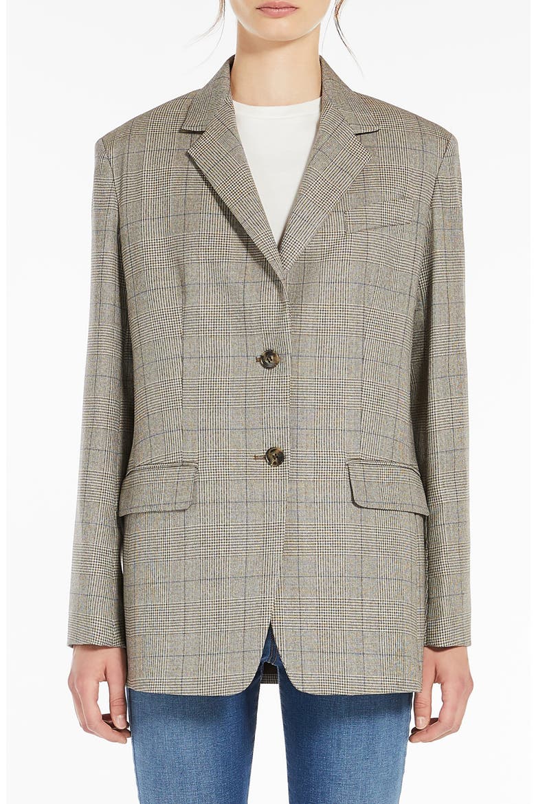 Burgos Plaid Wool Blazer, Main, color, BISCUIT