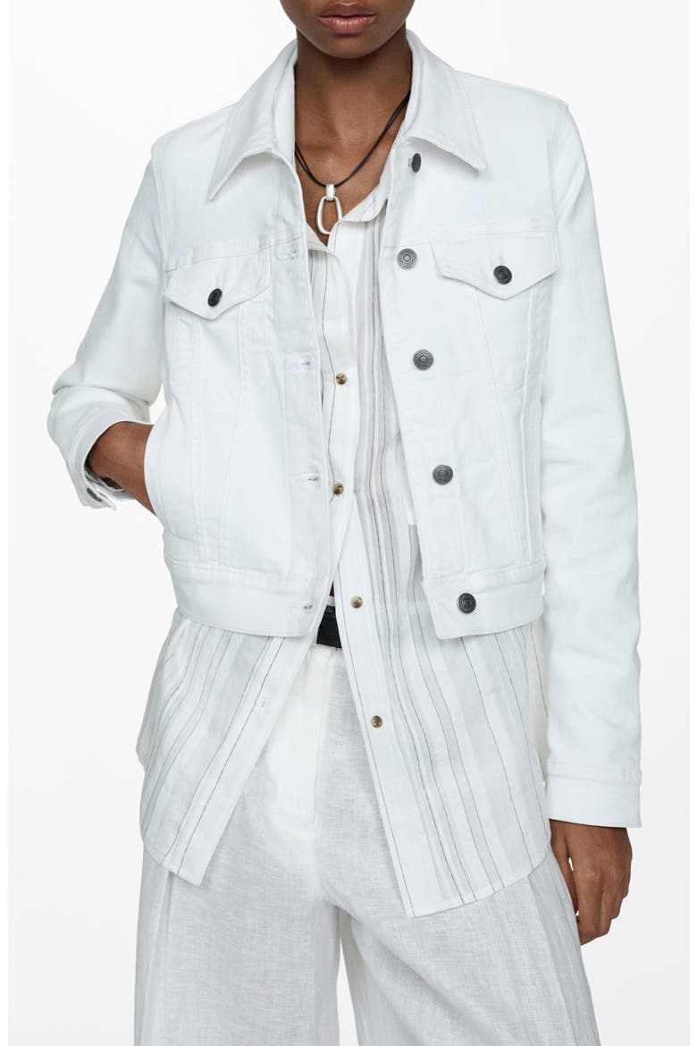 Denim Trucker Jacket, Main, color, WHITE