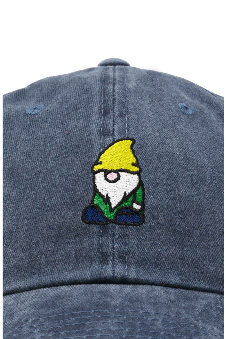 Gnome Embroidered Dad Hat, Alternate, color, Washed Navy Blue