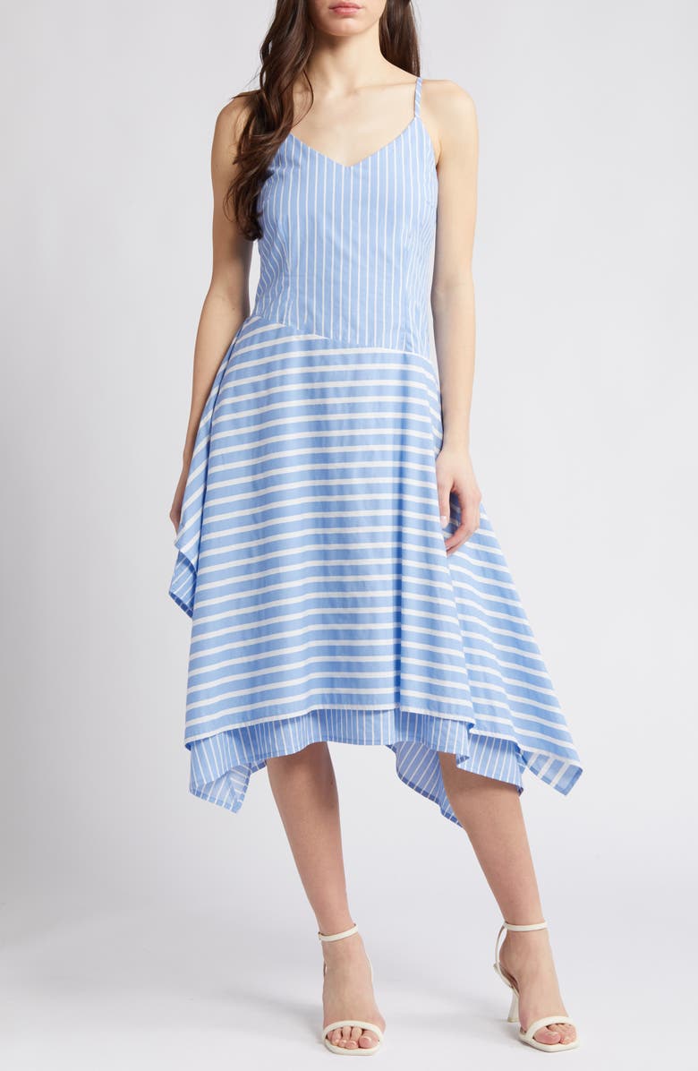 Du Paradis Stripe Sleeveless Midi Dress, Main, color,