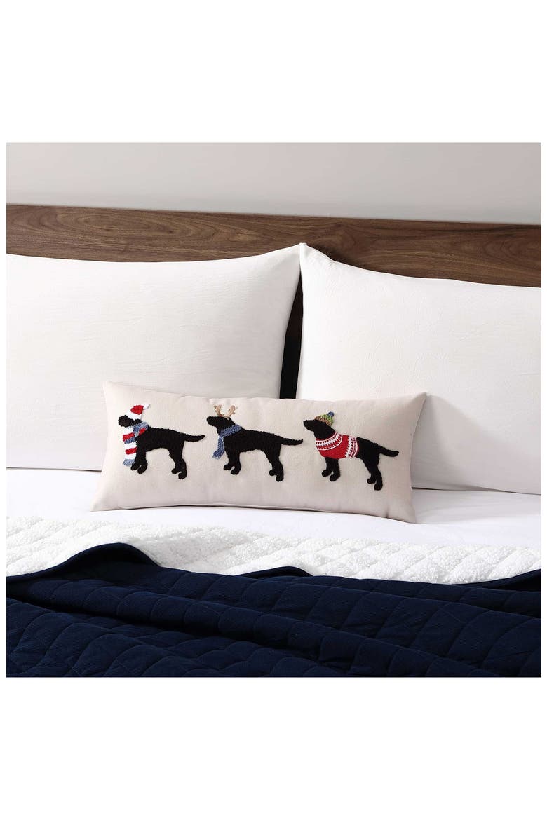 Buddy Holiday Cotton Lumbar Pillow, Alternate, color, MOONSTONE/ WHITE/ BLACK