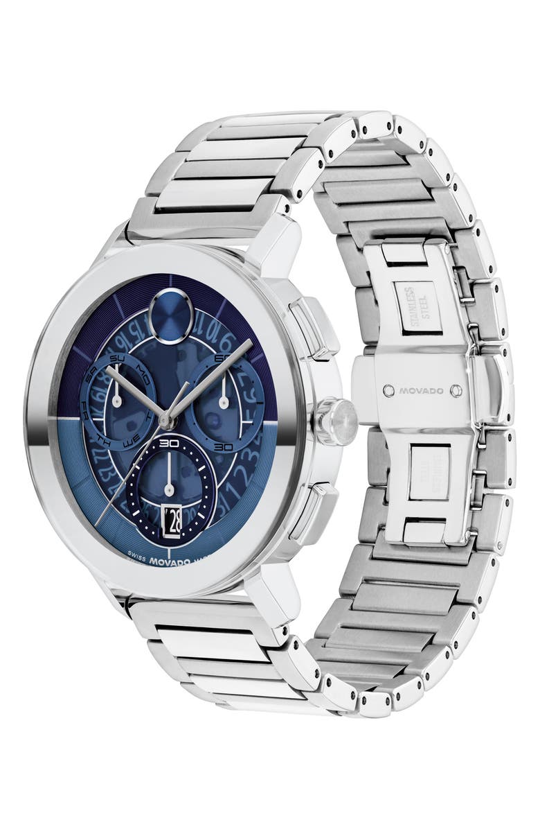 Movado Bold Evolution 2.0 Chronograph Bracelet Watch, 42mm, Alternate, color, Blue