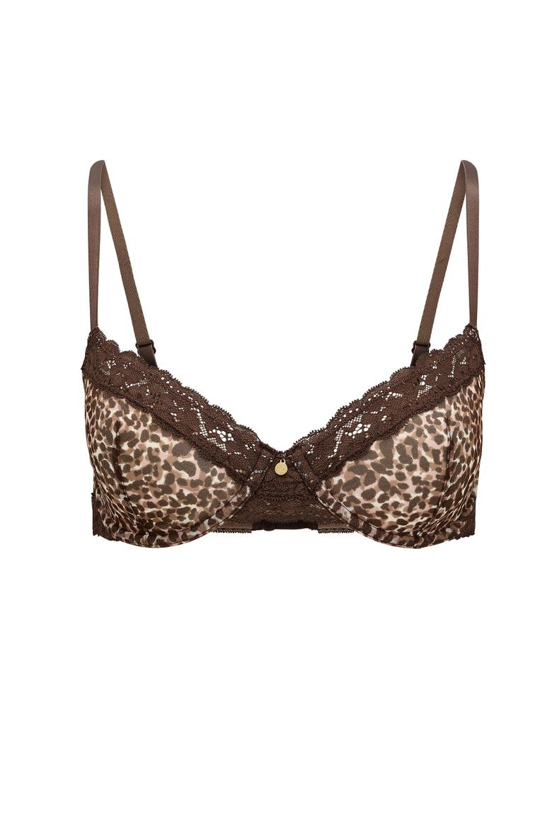 Akari Unlined Demi Bra, Alternate, color, Animal brown