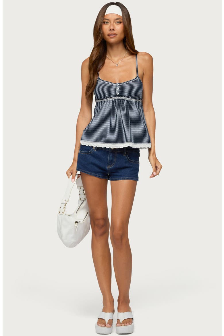 Eyelet Striped Babydoll Tank, Alternate, color, NAVY-AND-WHITE