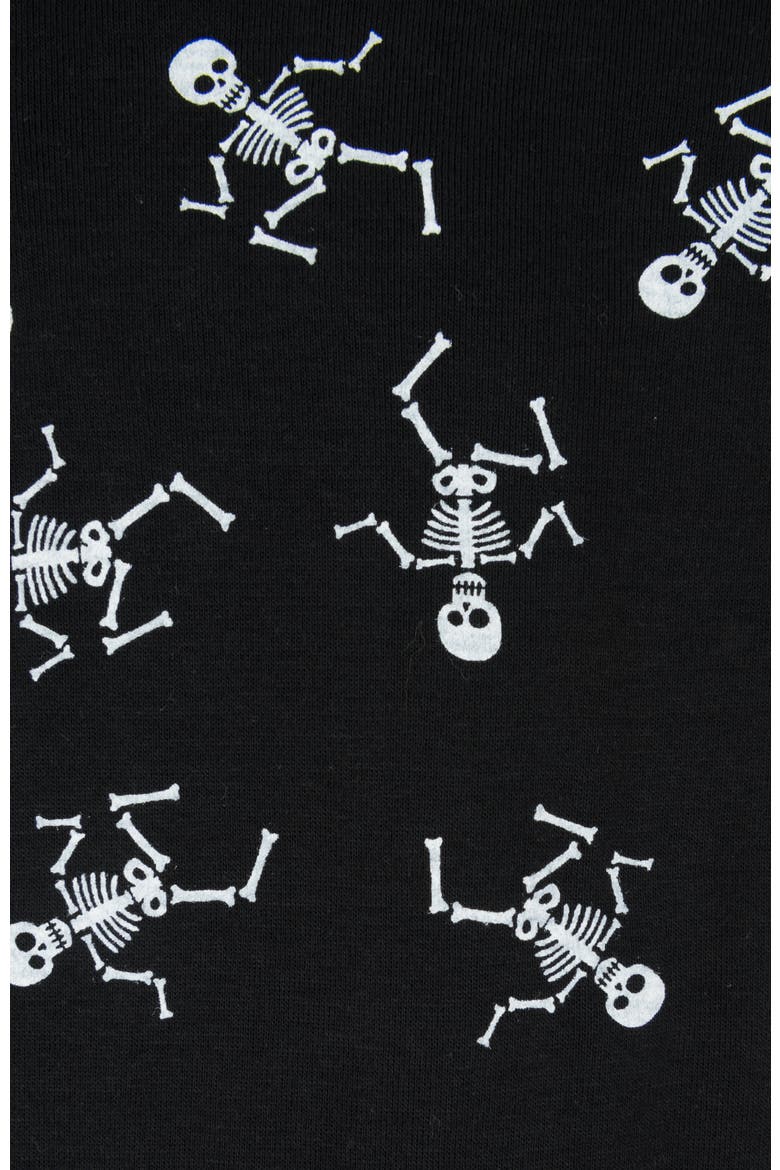 Kids Footed Cotton Halloween Matching Family Pajamas, Fun Prints, Alternate, color, Black Skeleton