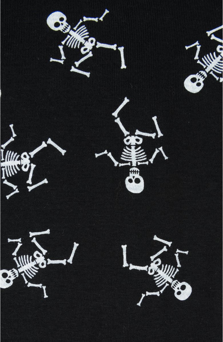 Leveret Kids Footed Cotton Halloween Matching Family Pajamas, Fun Prints, Alternate, color, Black Skeleton