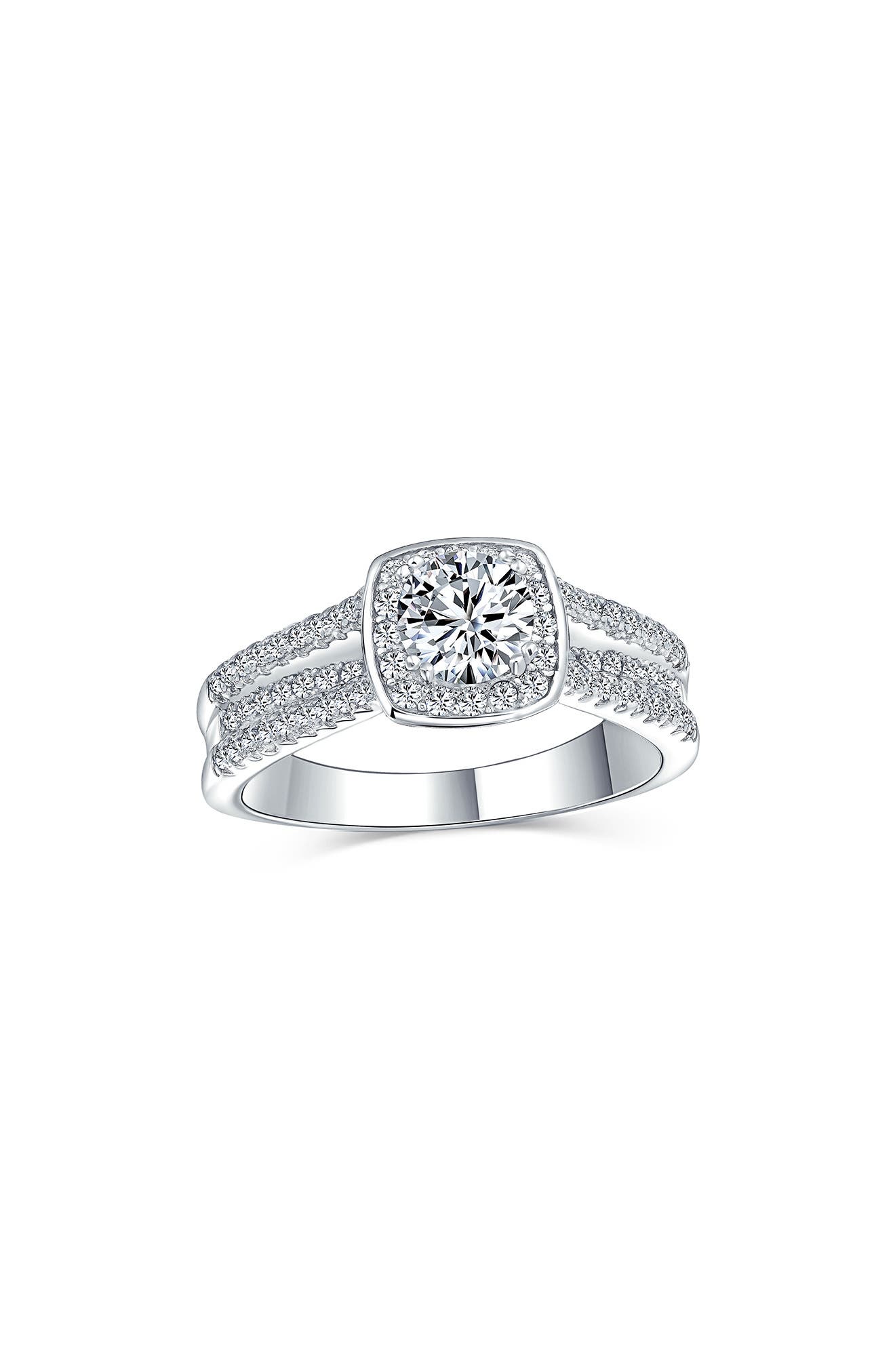 BLING JEWELRY Rhodium Plated Sterling Silver Round Solitaire Cubic ...