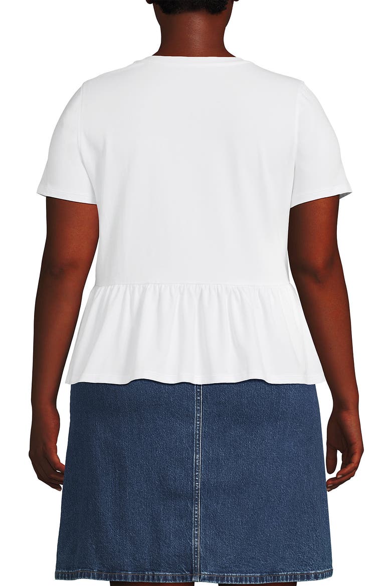 Plus Size Short Sleeve Lightweight Jersey Crew Neck Peplum Tee, Alternate, color, White