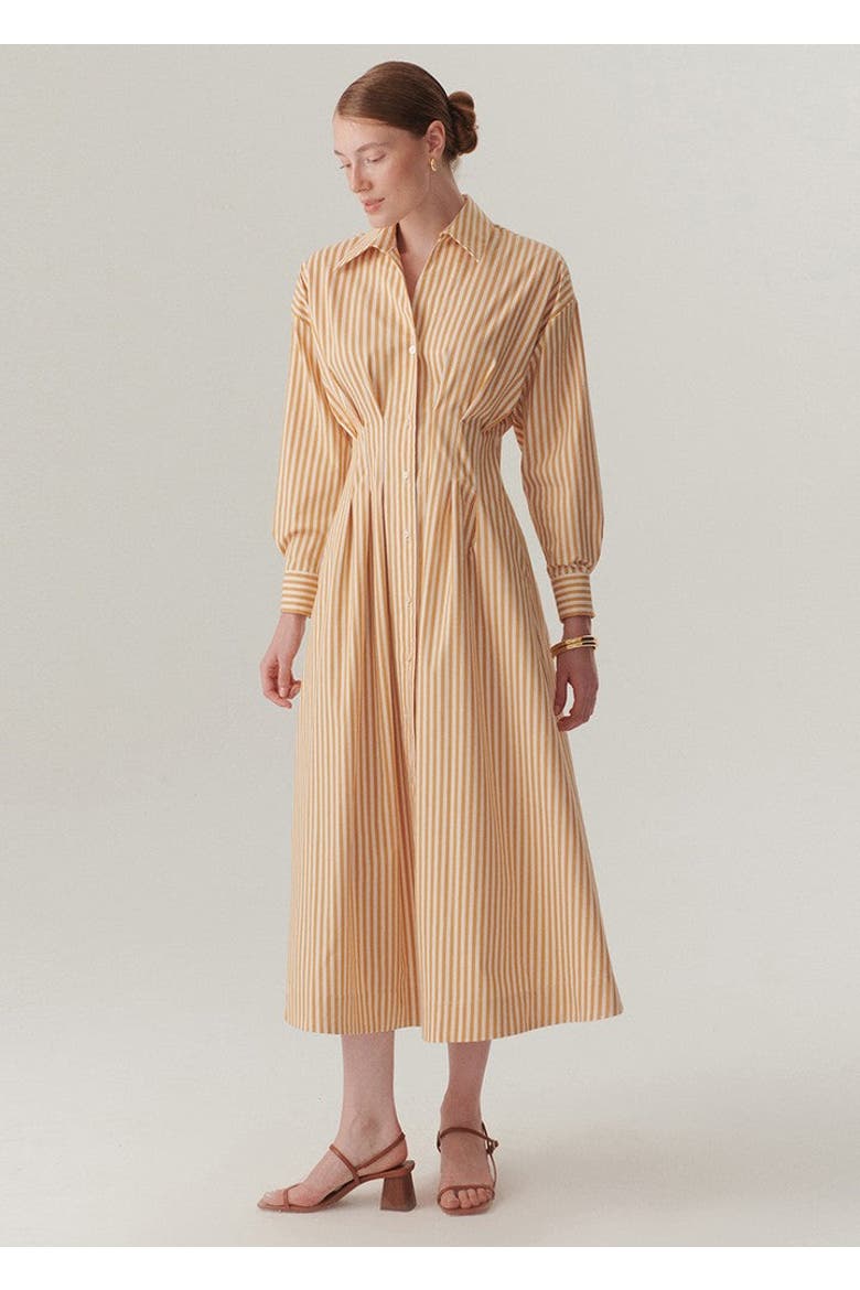 Sutton Collar Midi Dress, Alternate, color, CAMEL BEIGE