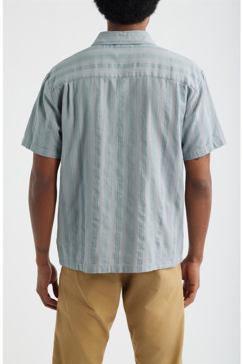Cru Textured Stripe Short Sleeve Cotton Dobby Button-Up Shirt, Alternate, color, TROOPER