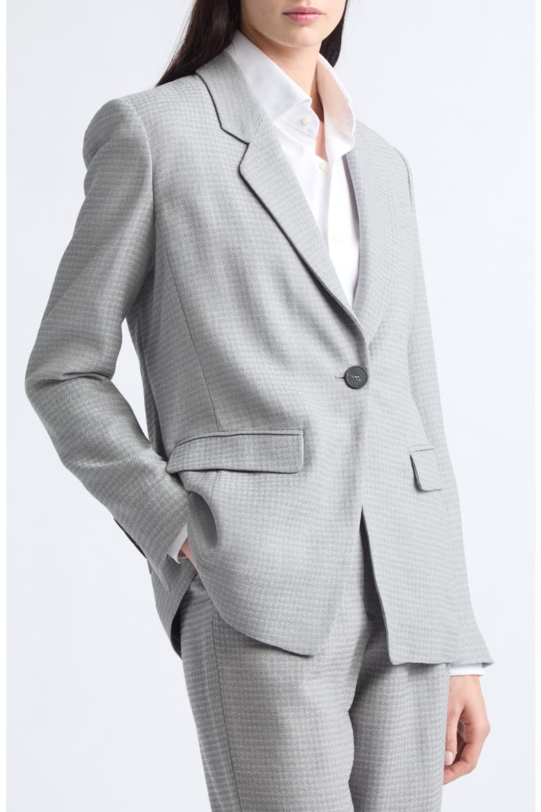 Structured Single Button Blazer, Alternate, color, ECRU/ BLACK