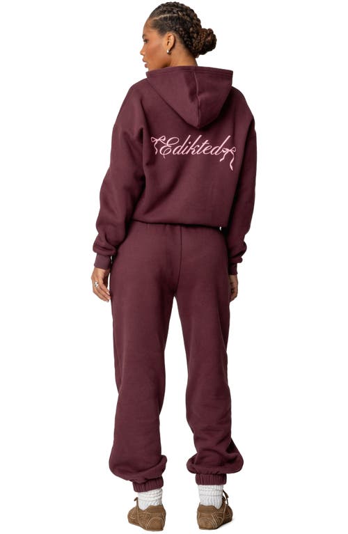 Edikted Sasha Bow Detail Hoodie In Burgundy