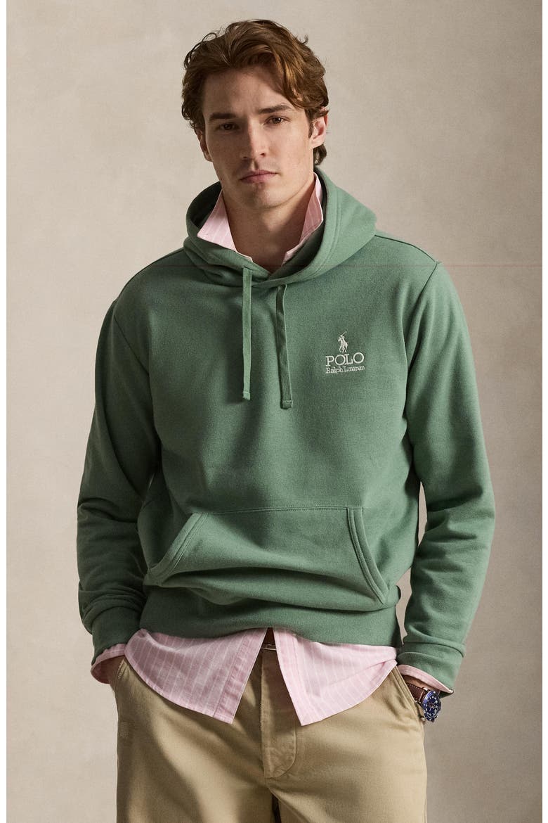 Logo Embroidered Cotton Blend Fleece Hoodie, Alternate, color, FATIGUE